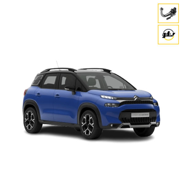 Citroën C3 Aircross Facelift II 2021 bleu avec option attelage GDW, conçue pour des performances de remorquage au Maroc.